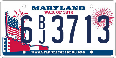MD license plate 6BJ3713