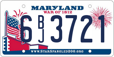 MD license plate 6BJ3721