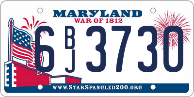 MD license plate 6BJ3730