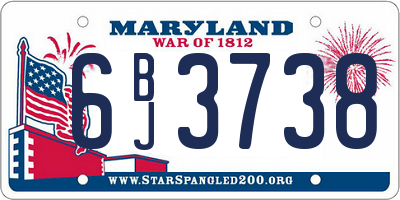 MD license plate 6BJ3738