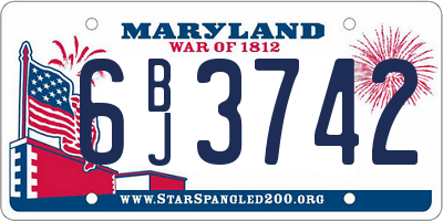 MD license plate 6BJ3742