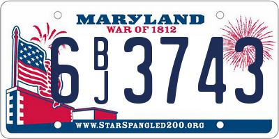 MD license plate 6BJ3743