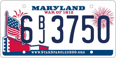 MD license plate 6BJ3750