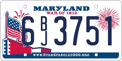 MD license plate 6BJ3751