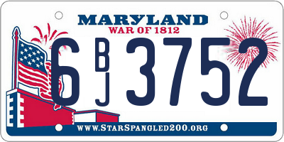 MD license plate 6BJ3752
