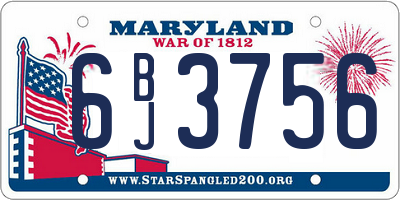 MD license plate 6BJ3756