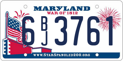 MD license plate 6BJ3761