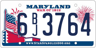 MD license plate 6BJ3764