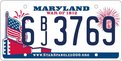 MD license plate 6BJ3769