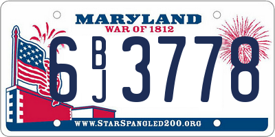 MD license plate 6BJ3778