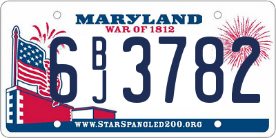 MD license plate 6BJ3782