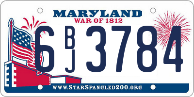 MD license plate 6BJ3784