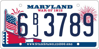 MD license plate 6BJ3789