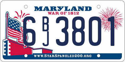 MD license plate 6BJ3801