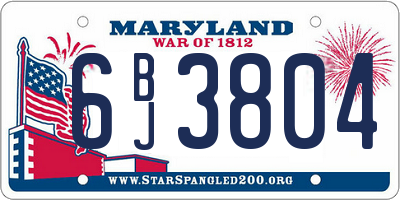 MD license plate 6BJ3804