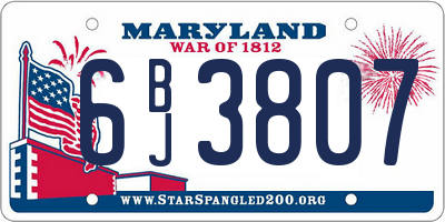 MD license plate 6BJ3807