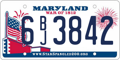 MD license plate 6BJ3842
