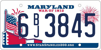 MD license plate 6BJ3845
