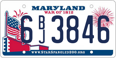 MD license plate 6BJ3846