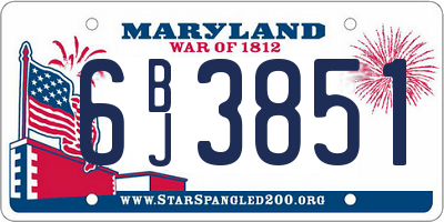 MD license plate 6BJ3851