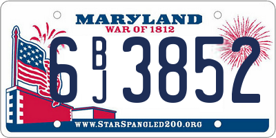 MD license plate 6BJ3852
