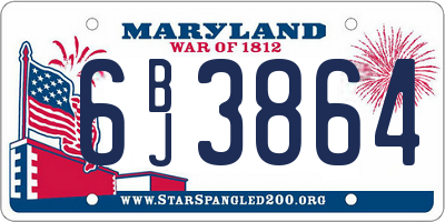 MD license plate 6BJ3864