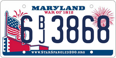 MD license plate 6BJ3868