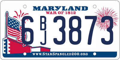 MD license plate 6BJ3873