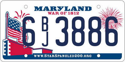 MD license plate 6BJ3886