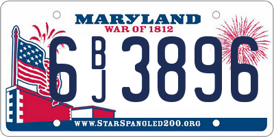 MD license plate 6BJ3896