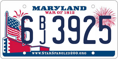 MD license plate 6BJ3925