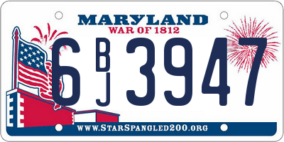 MD license plate 6BJ3947
