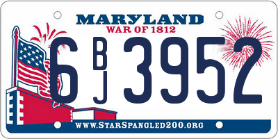 MD license plate 6BJ3952