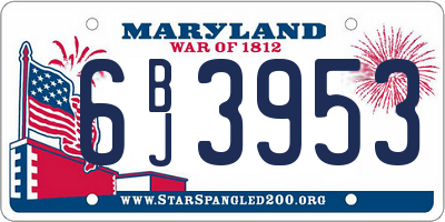 MD license plate 6BJ3953