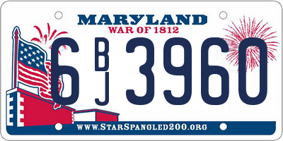 MD license plate 6BJ3960