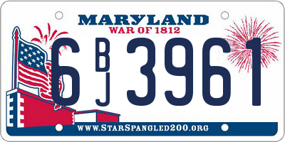 MD license plate 6BJ3961