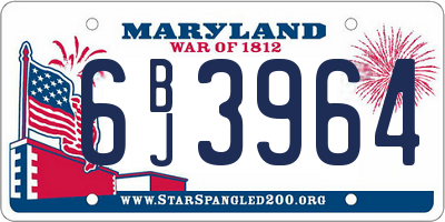 MD license plate 6BJ3964