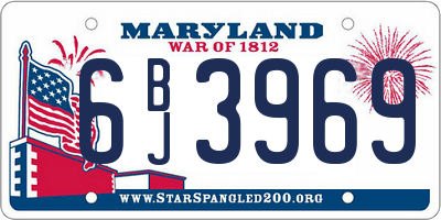 MD license plate 6BJ3969
