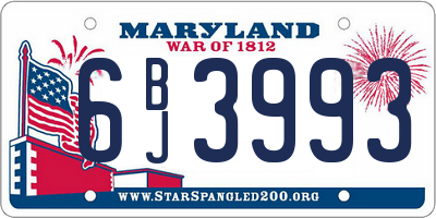 MD license plate 6BJ3993