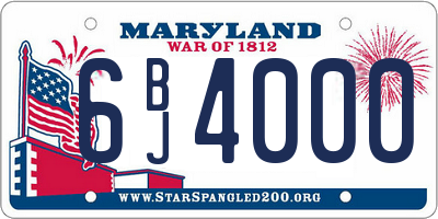 MD license plate 6BJ4000