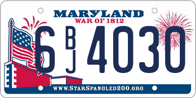 MD license plate 6BJ4030
