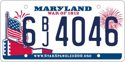 MD license plate 6BJ4046