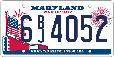 MD license plate 6BJ4052
