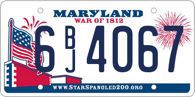 MD license plate 6BJ4067