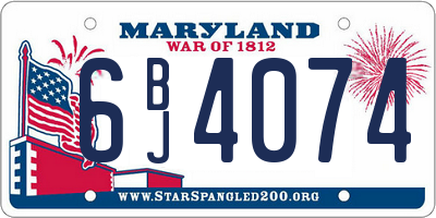 MD license plate 6BJ4074