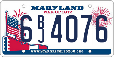 MD license plate 6BJ4076