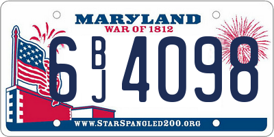 MD license plate 6BJ4098
