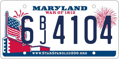 MD license plate 6BJ4104