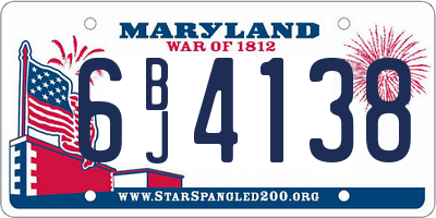 MD license plate 6BJ4138