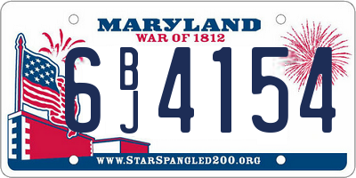 MD license plate 6BJ4154